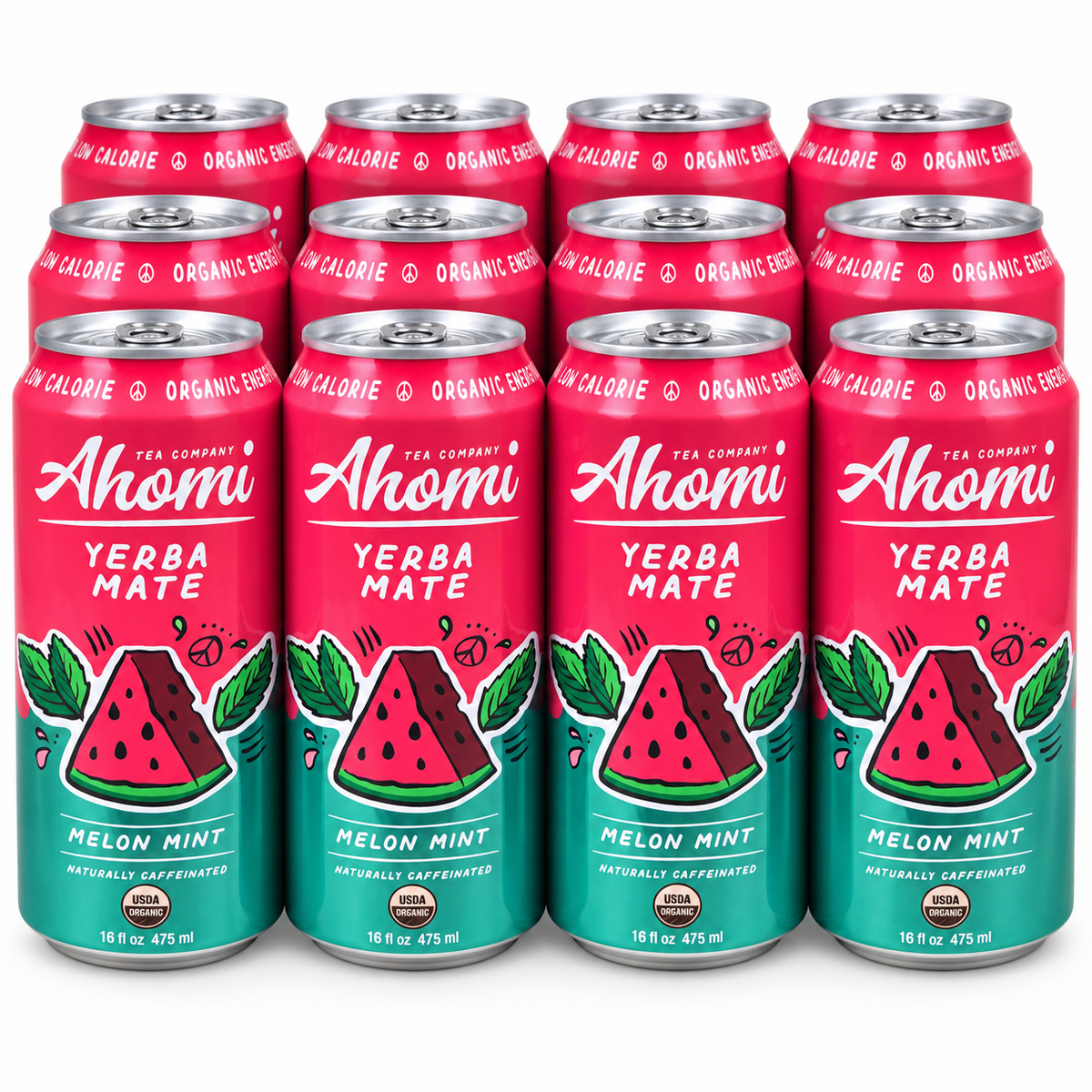Ahomi Tea - Melon Mint Yerba Mate (12-Pack, 16 oz Cans)