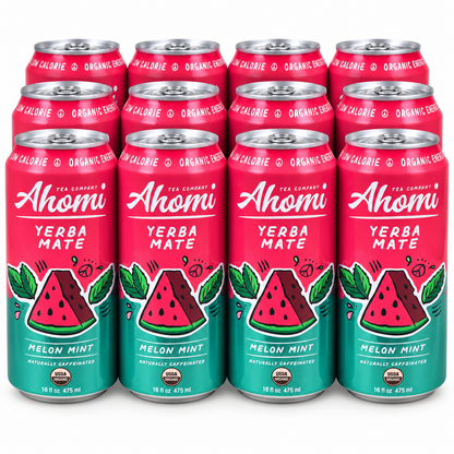 Ahomi Tea - Melon Mint Yerba Mate (12-Pack, 16 oz Cans)